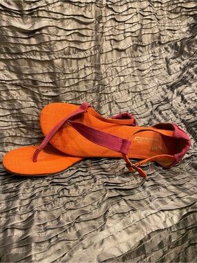 TOMS Orange Canvas Sandals with Pink Straps